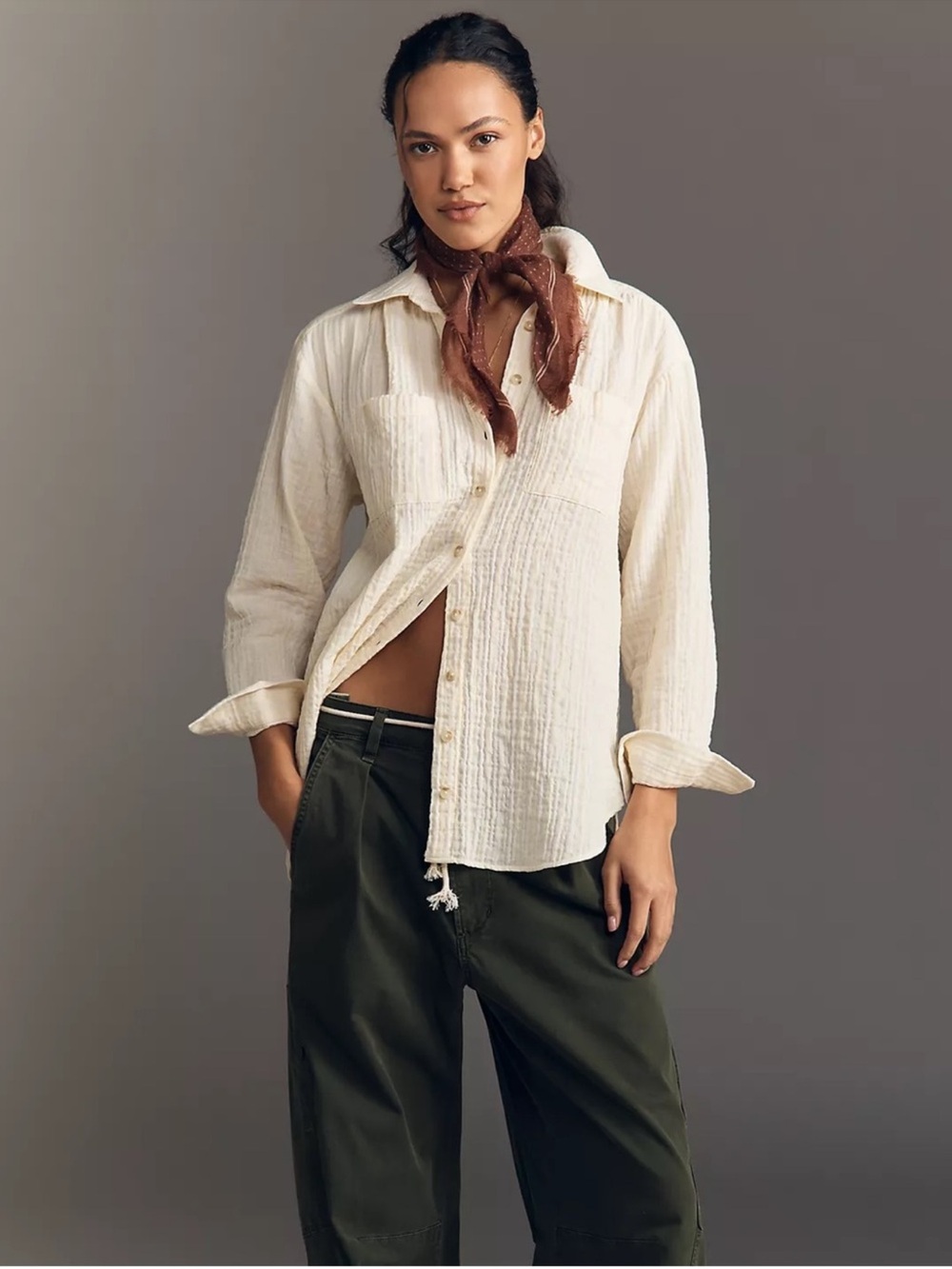 NWT Anthropologie Pilcro Hadley Buttondown Yellow Seersucker